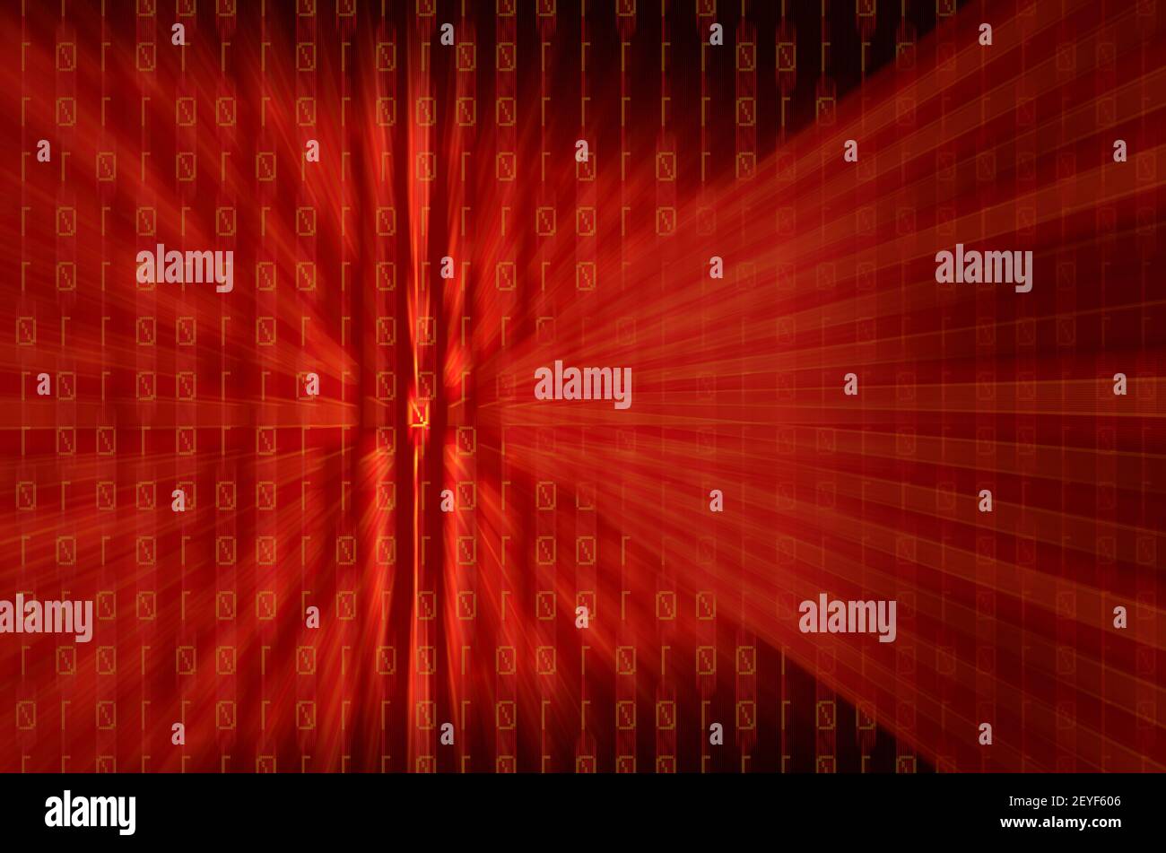 verrou rouge sur les nombres binaires et l'arrière-plan de l'écran numérique Banque D'Images