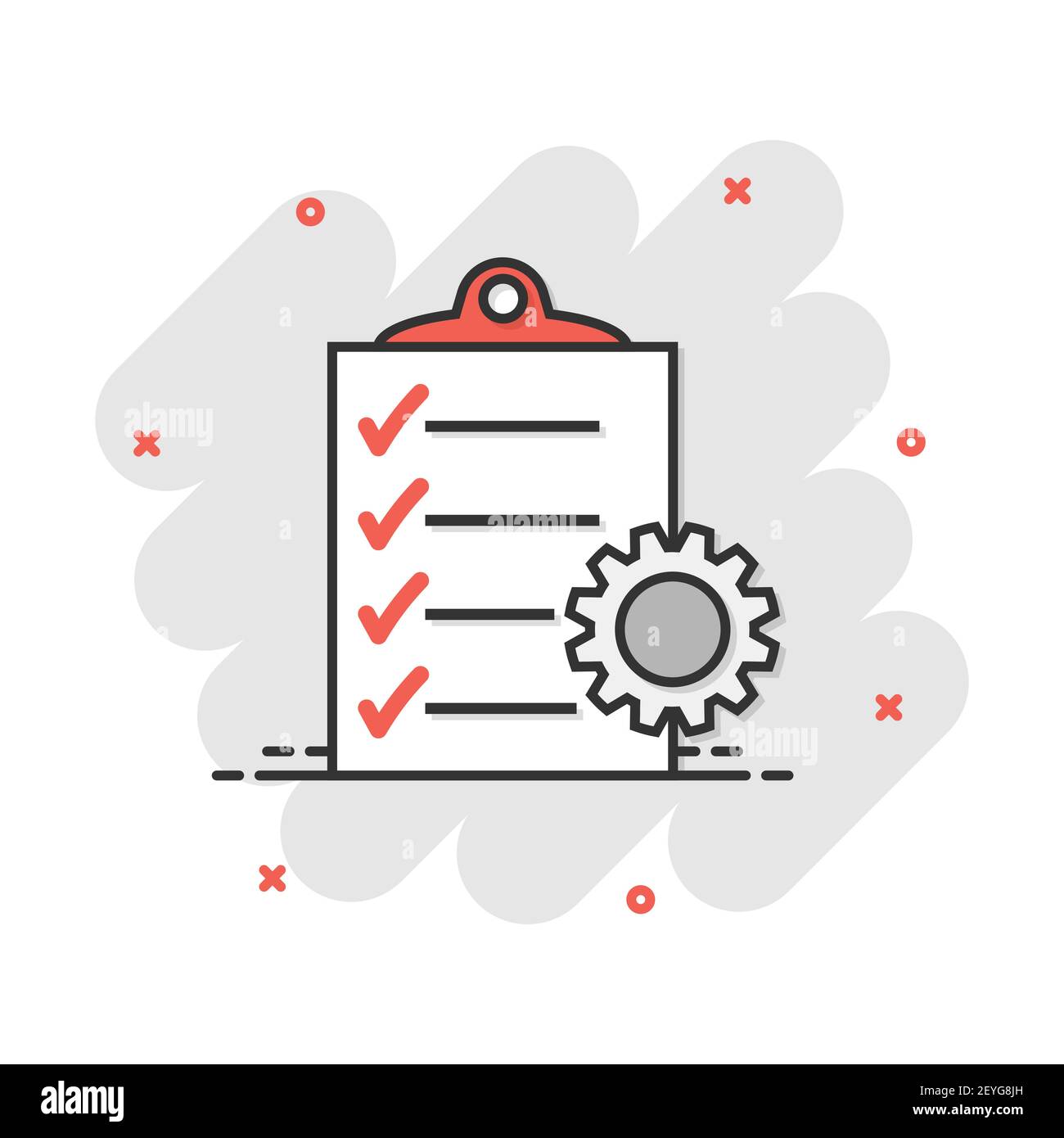 Cartoon Vector icône document dans le style comique. Gestion de projet sign illustration pictogramme. Pour faire la liste d'affaires à l'aide d'effet splash concept. Illustration de Vecteur
