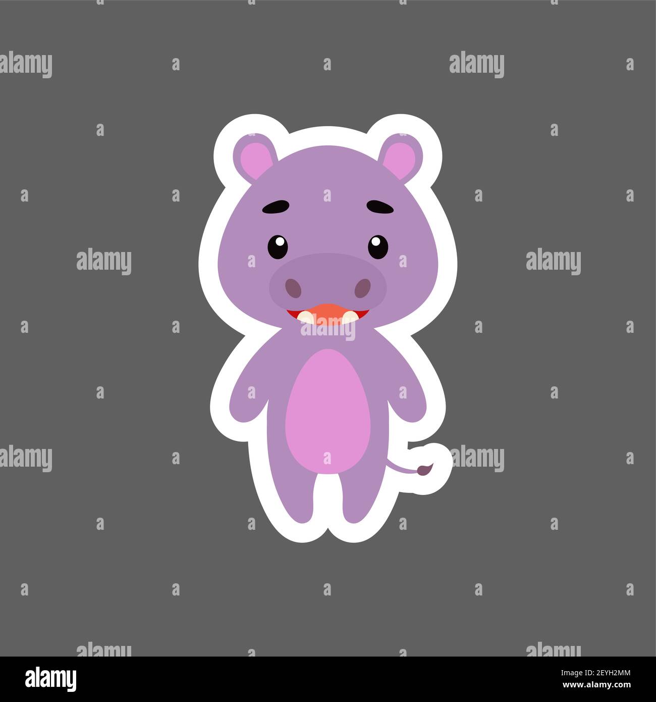 Joli Petit Sticker Hippo De Bebe Personnage Animal De Dessin Anime Pour Les Cartes D Enfants Douche De Bebe Invitation D Anniversaire Interieur De Maison Vec Puericulture De Couleur Vive Image Vectorielle Stock