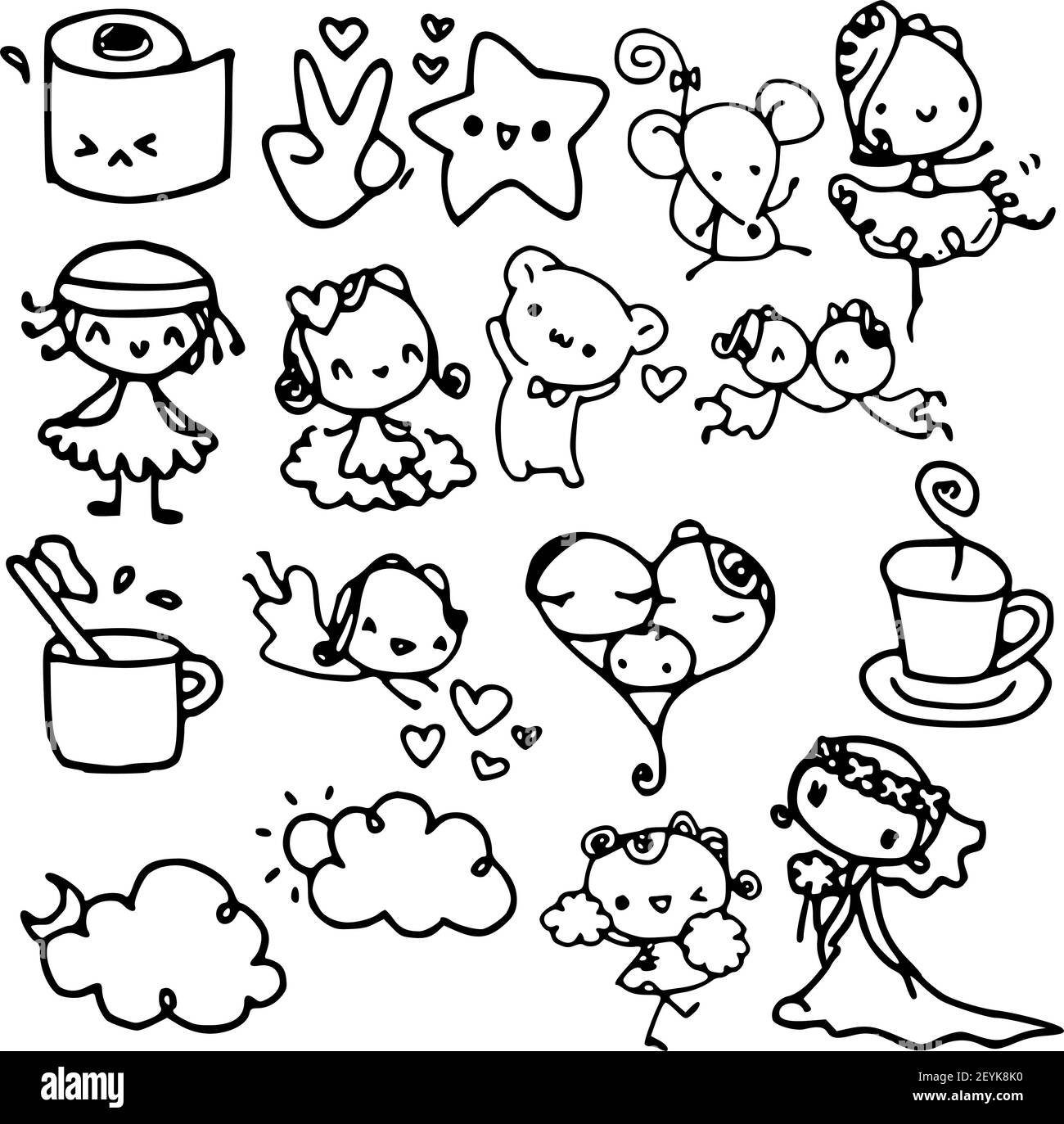 Petit ensemble de dessins animés vectoriels Banque D'Images