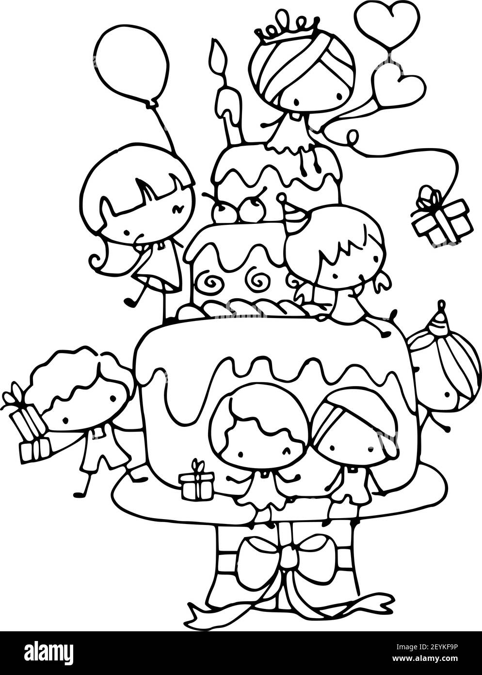 Fond de dessin animé d'anniversaire vectoriel Banque D'Images