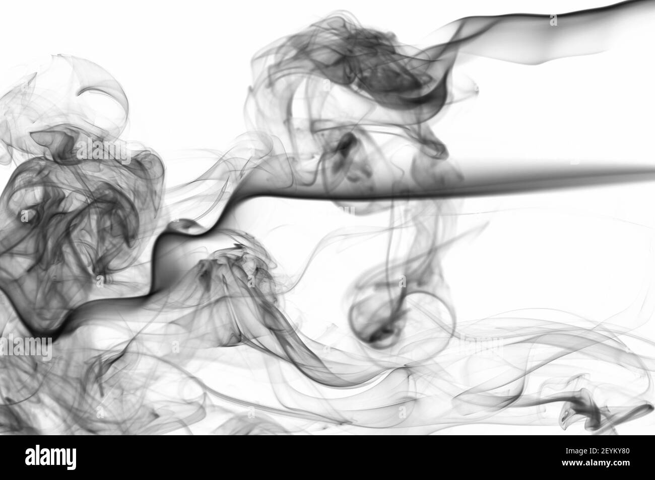 Arrière-plan de tourbillon d'encre gris mystère isolé sur blanc Banque D'Images