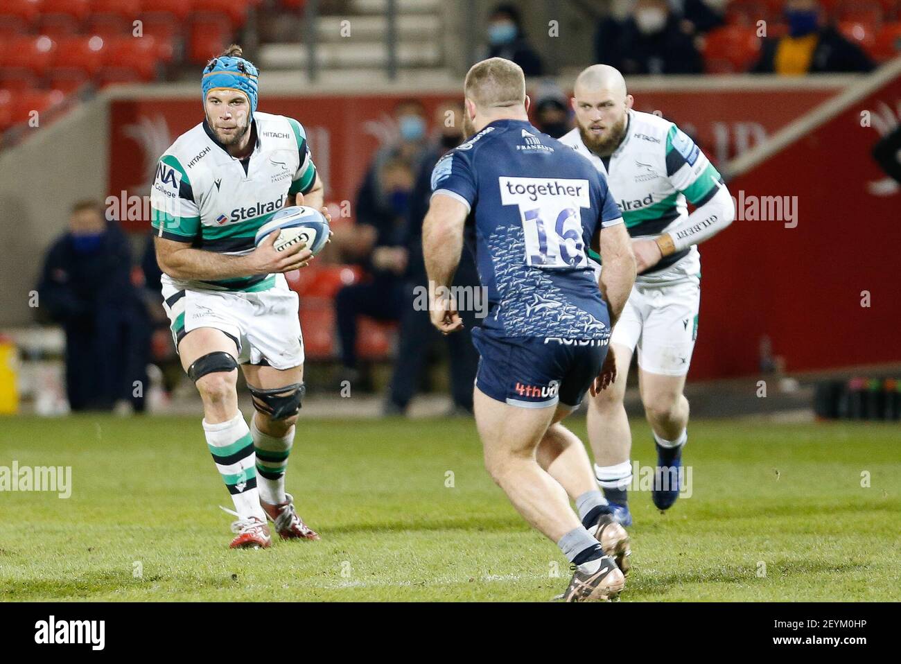 MANCHESTER, ROYAUME-UNI. 5 MARS Marco Fuser de Newcastle Falcons en action lors du match de Premiership Gallagher entre sale Sharks et Newcastle Falcons au stade AJ Bell, Eccles, le vendredi 5 mars 2021. (Crédit : Chris Lishman | MI News ) Banque D'Images