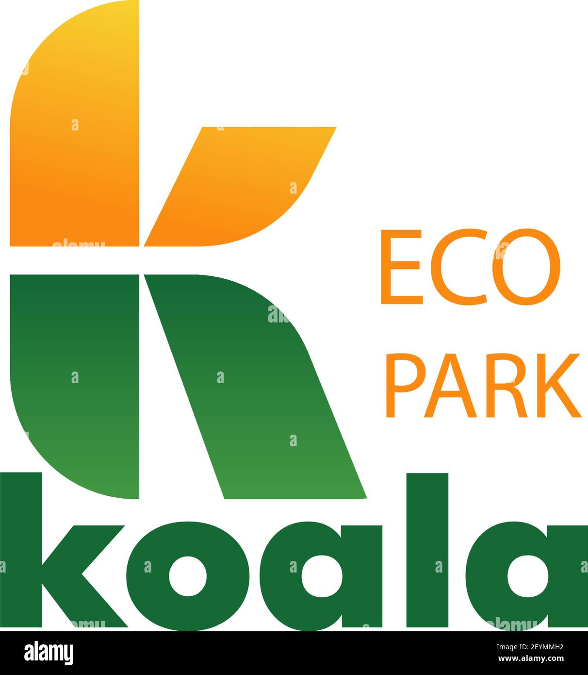 Lettre K icône pour le parc zoologique ou le parc zoologique. Vecteur symbole de feuille d'eucalyptus de la lettre K pour la protection des koala et des animaux sauvages exotiques et c Illustration de Vecteur