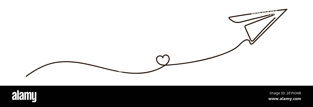 Un dessin de ligne continu d'un avion de papier volant. Motif graphique ...