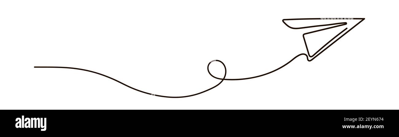 Un dessin de ligne continu d'un avion de papier volant. Motif graphique ...