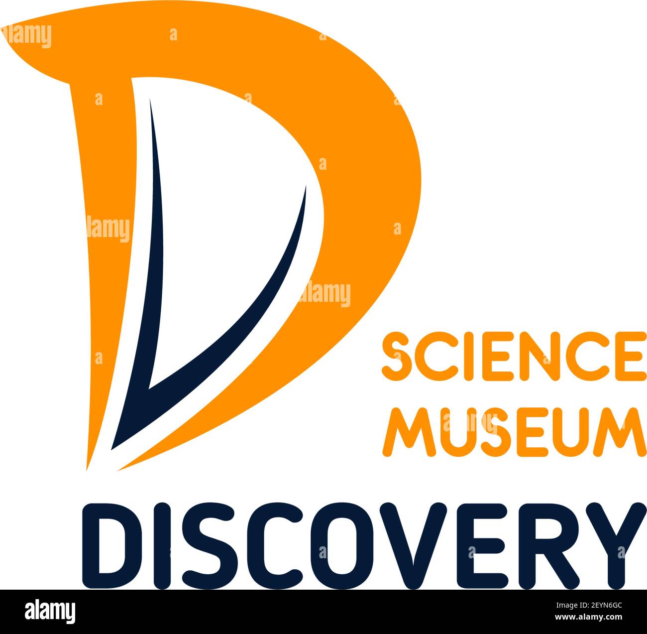 Lettre D icône pour le musée des sciences de la découverte ou projet d'exposition sur les dinosaures et l'archéologie. Vecteur symbole scientifique de la lettre D pour les sciences naturelles ou Illustration de Vecteur