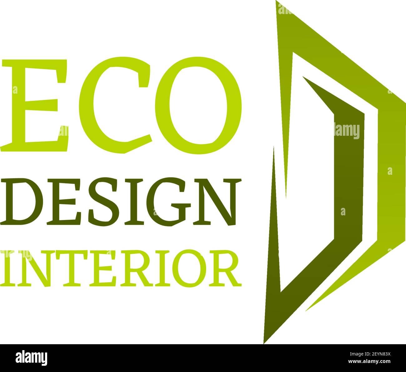 Panneau vecteur intérieur éco-design. Conception de l'intérieur plat ou concept de maison. Badge Vector pour studio de design d'appartement. Construction de constructions intérieures com Illustration de Vecteur