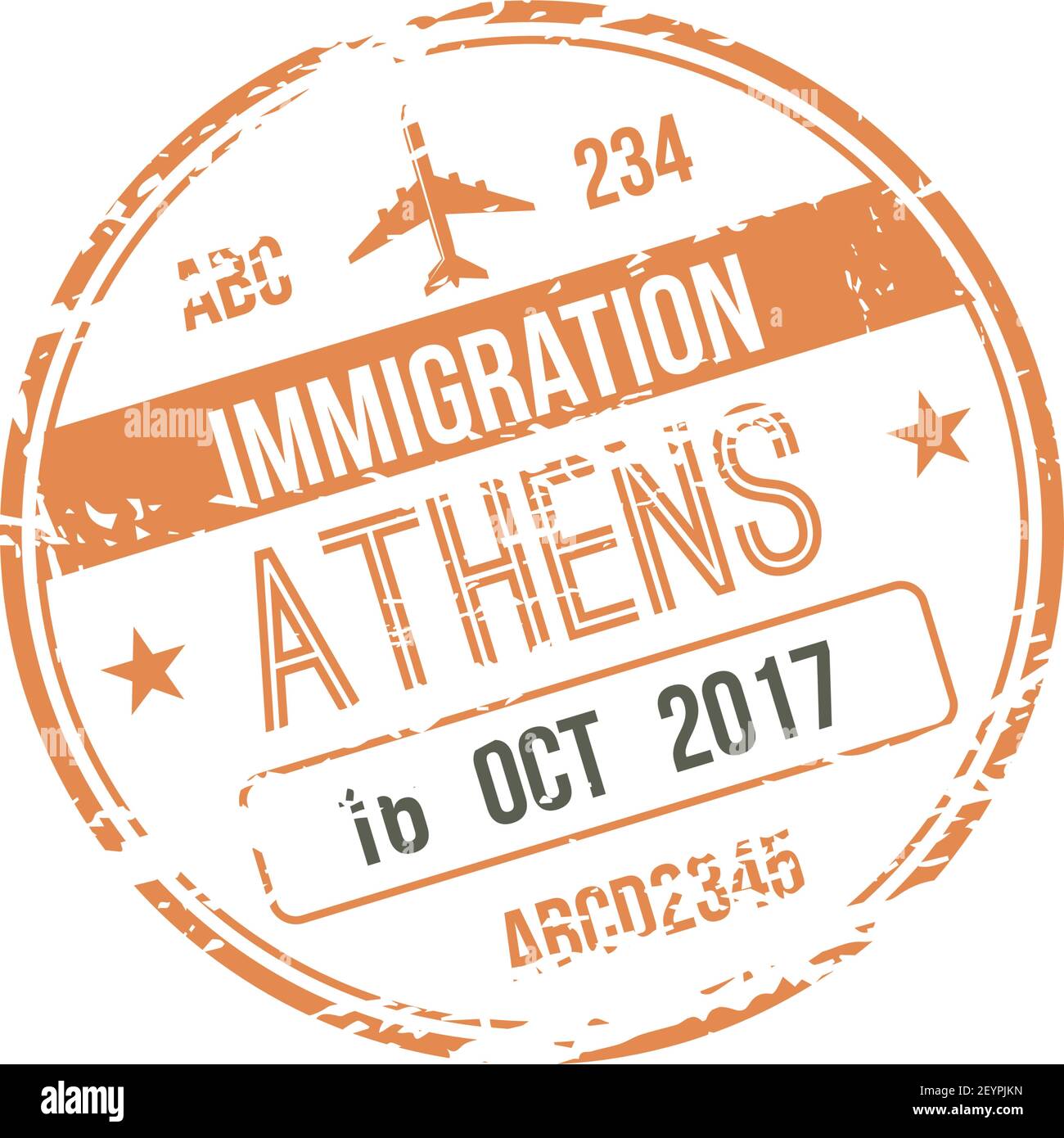 Timbre de visa d'immigration d'Athènes isolé. Vector arrivée en Grèce signe dans passeport Illustration de Vecteur