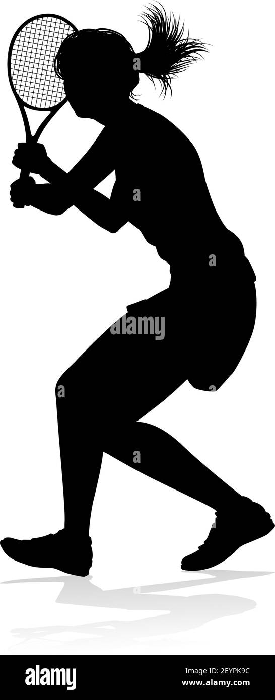 Tennis Player Woman Sport Person Silhouette Illustration de Vecteur