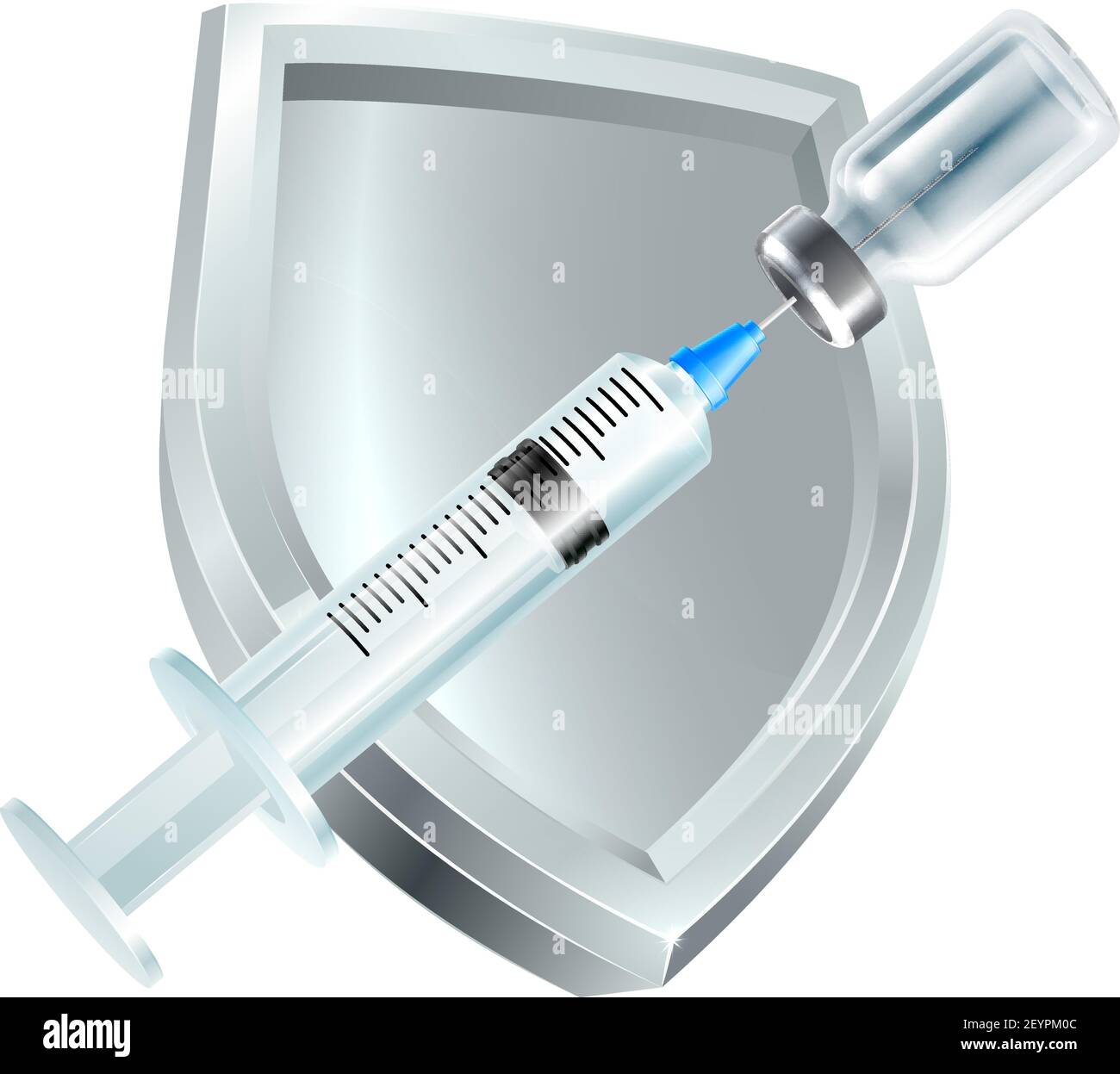 Vaccin seringue vaccin bouclier médical d'immunisation Illustration de Vecteur
