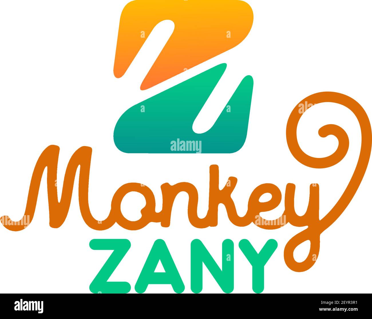 Monkey zany lettre Z icône pour zoo ou parc zoologique et magasin d'animaux de compagnie. Vecteur isolé lettre Z symbole pour clinique vétérinaire animale ou zoologie petting zo Illustration de Vecteur