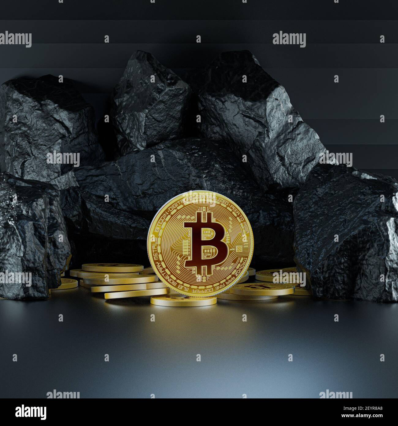 Bitcoin BTC pièces de crypto-monnaie. Concept de marché boursier. BTC à BTC de crypto-monnaie en dollars américains Banque D'Images