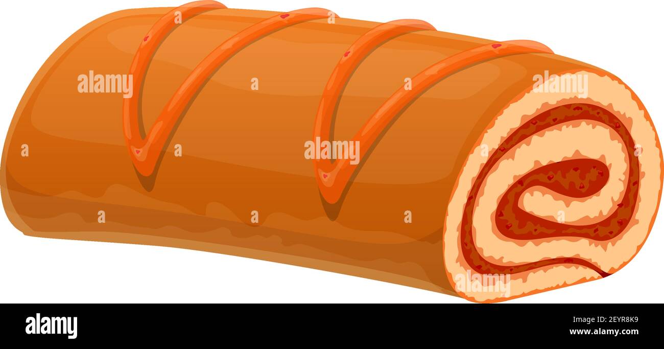 Un petit pain sucré avec un gâteau isolé à la confiture. Biscuit Vector Slice, boulangerie avec gelée Illustration de Vecteur
