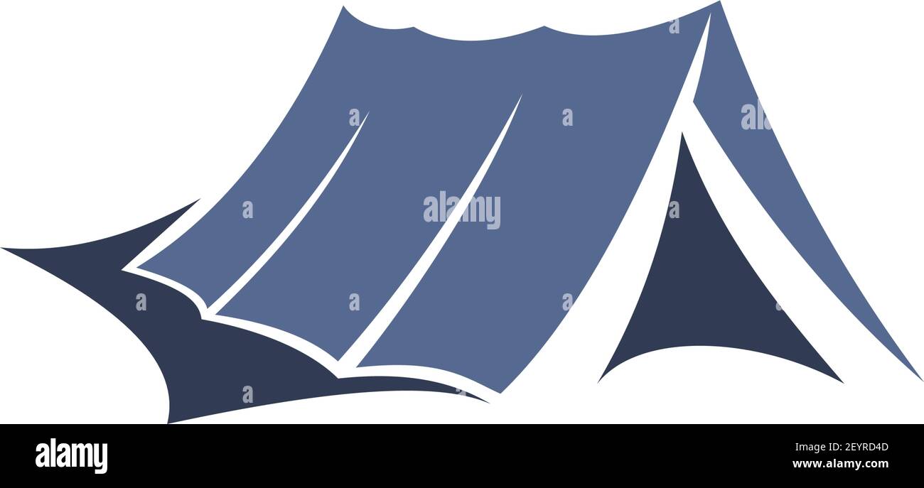 Icône de tente de camping et de randonnée, alpinisme et tourisme extrême. Symbole vecteur cabine aventure en extérieur. Logement portable étanche, symbole de Illustration de Vecteur