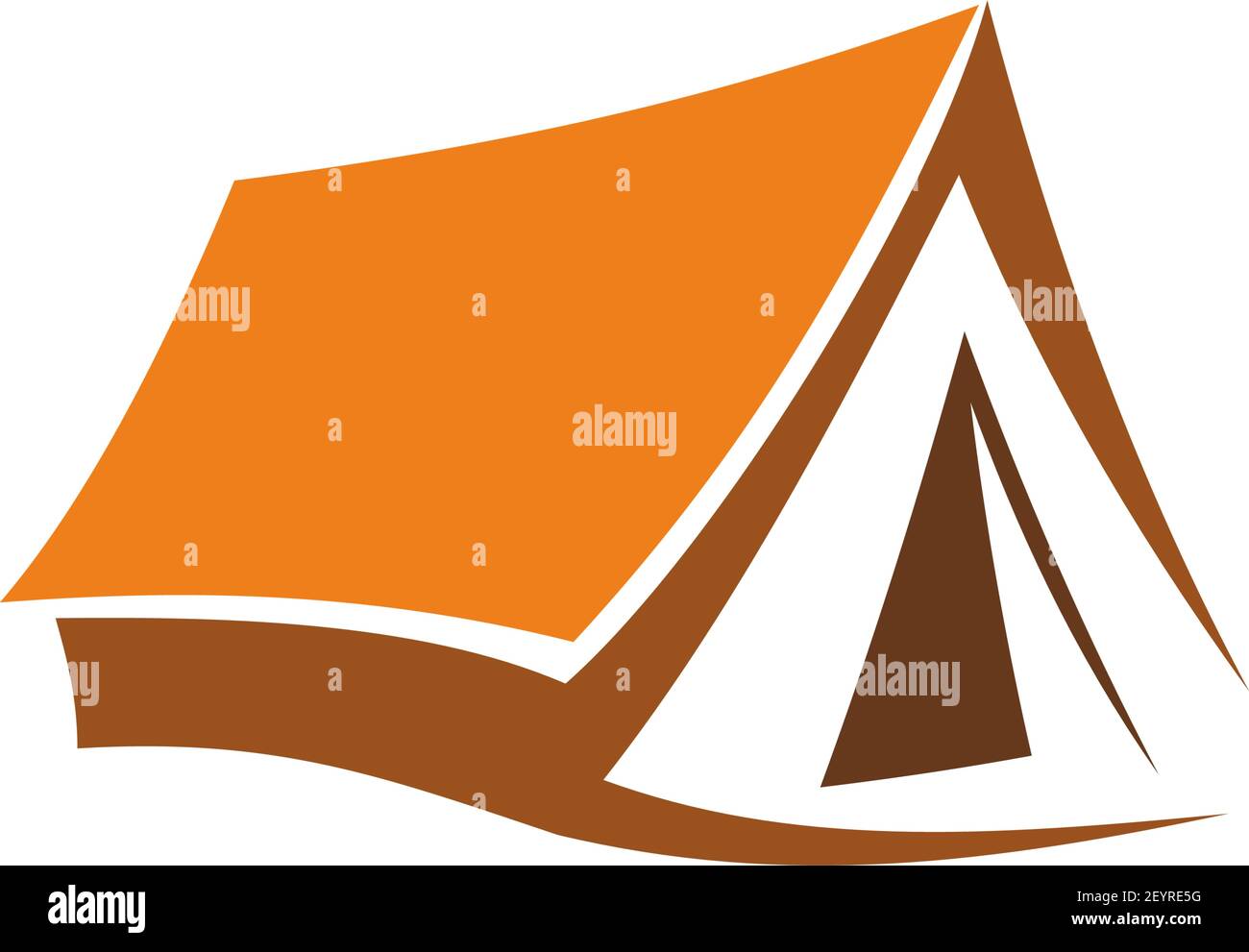 Icône de tente de camping et de randonnée, alpinisme et tourisme extrême. Symbole vecteur cabine aventure en extérieur. Logement portable étanche, symbole de Illustration de Vecteur