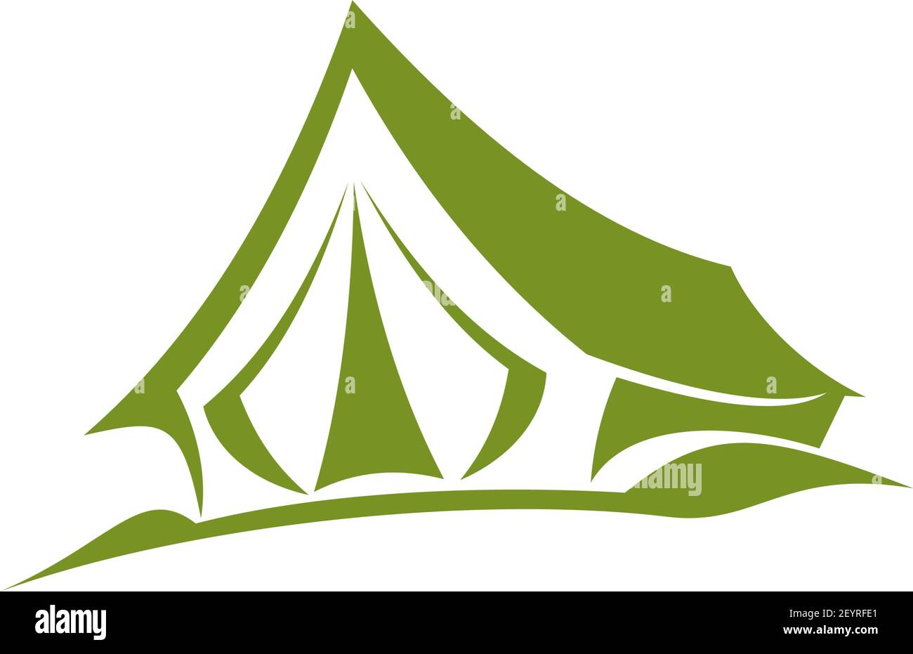 Icône de tente de camping et de randonnée, alpinisme et tourisme extrême. Symbole vecteur cabine aventure en extérieur. Logement portable étanche, symbole de Illustration de Vecteur