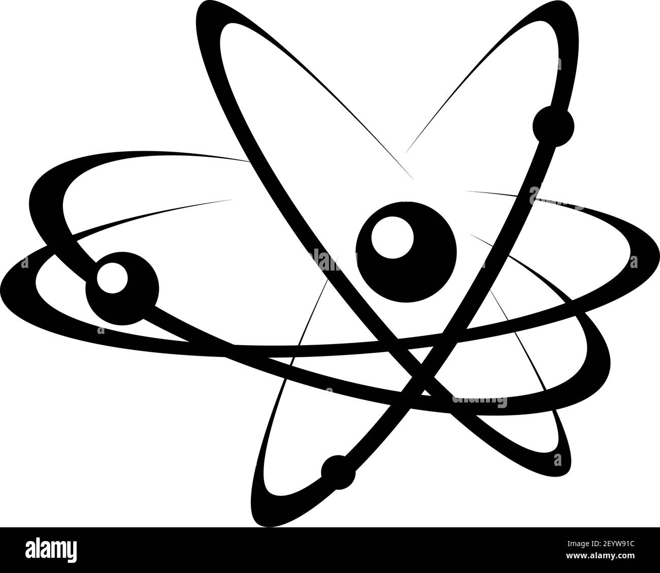 Symbole d'énergie atomique icône vecteur noir. Signe de réaction chimique. Illustration minimale des électrons se déplaçant sur des orbites. Concept de l'énergie atomique. reacti nucléaire Illustration de Vecteur
