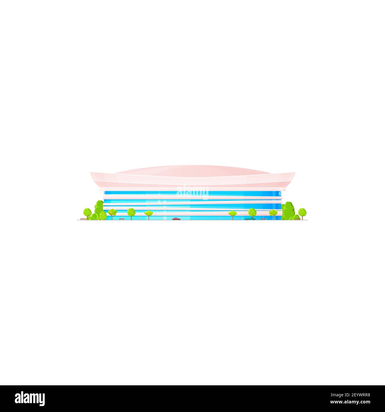 Architecture moderne de la ville, bâtiment avec toit rond icône isolée. Stade vectoriel ou arène de sport pour assister à des championnats et tournois sportifs. Baske Illustration de Vecteur