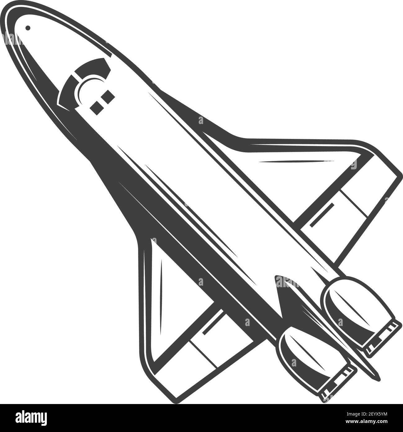 Rocketship transport de l'espace extra-atmosphérique fusée isolée. Icône vaisseau spatial isolé à fusée spatiale à plusieurs étages. Vecteur Illustration de Vecteur