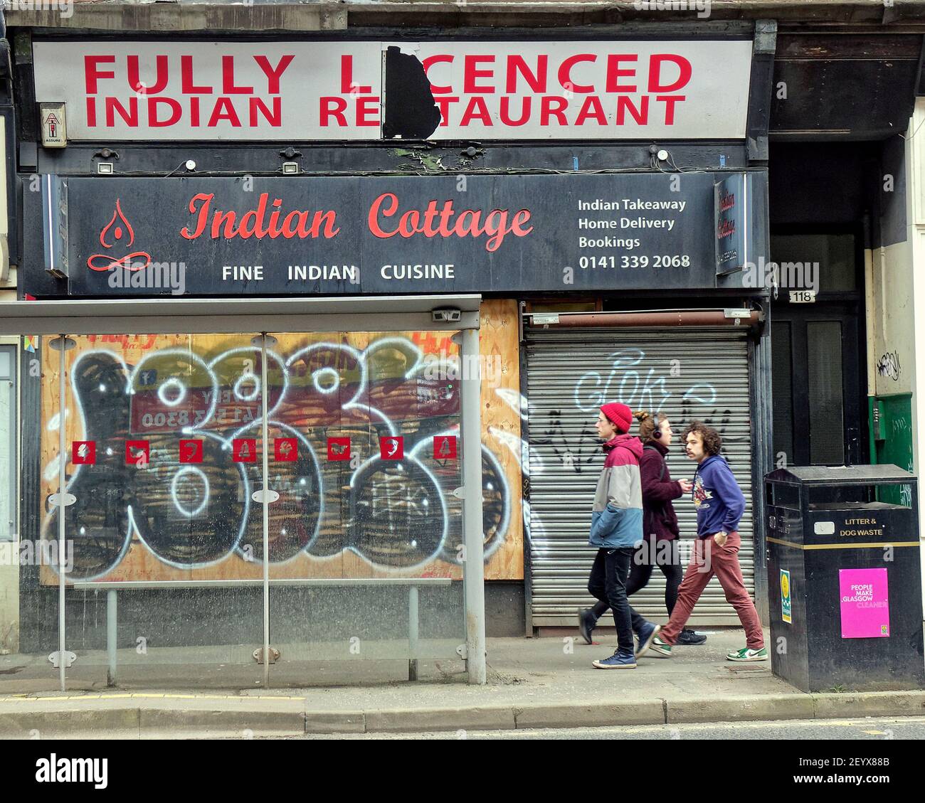 Glasgow, Écosse, Royaume-Uni.6 mars 2021, Lockdown samedi a vu la dystopie croissante comme un centre-ville vide est devenu un refuge pour les graffitis et le vandalisme avec plus de personnes marchant seul que jamais crédit Gerard Ferry/Alamy Live News Banque D'Images