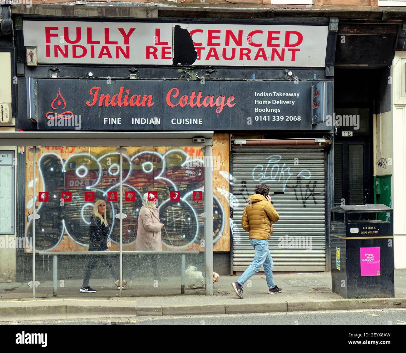 Glasgow, Écosse, Royaume-Uni.6 mars 2021, Lockdown samedi a vu la dystopie croissante comme un centre-ville vide est devenu un refuge pour les graffitis et le vandalisme avec plus de personnes marchant seul que jamais crédit Gerard Ferry/Alamy Live News Banque D'Images