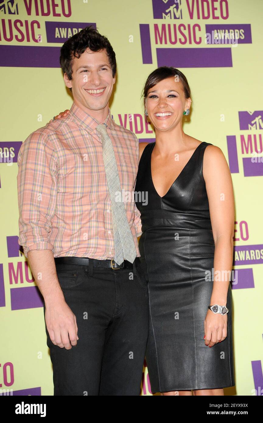Rashida Jones et Andy Sandberg. 6 septembre 2012, Los Angeles, Californie. MTV Video Music Awards 2012 - salle de presse du Staples Center. Crédit photo: Giulio Marcocchi/Sipa USA. Banque D'Images