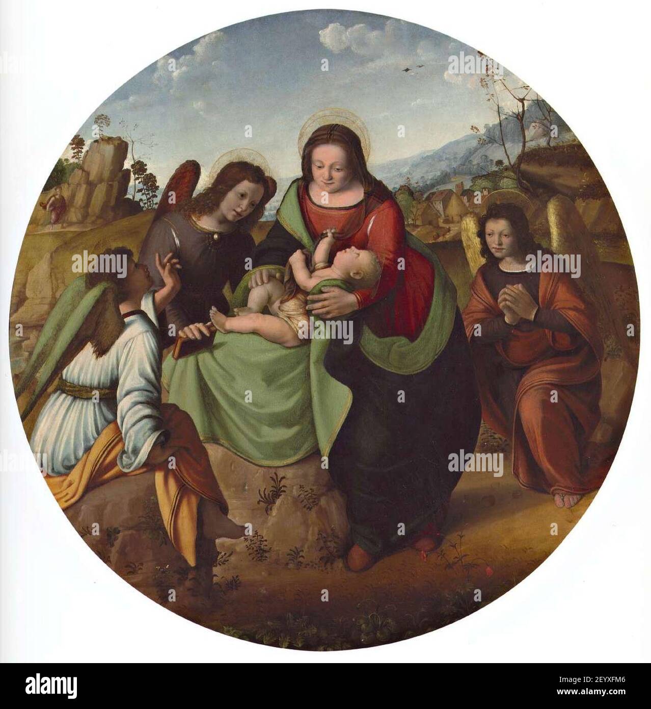 Piero di Cosimo - Madonna con Bambino e angeli, Collezione privata, Parigi. Banque D'Images