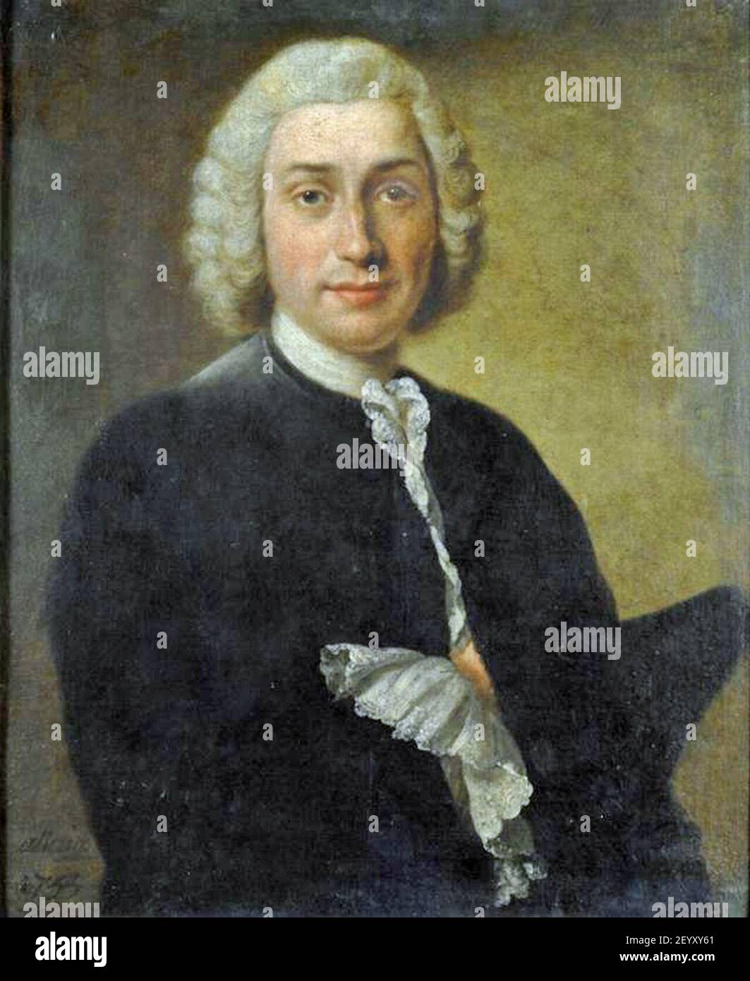 Pierre Allais (Parigi, 1700 – Parigi, 1782), Ritratto di nobiluomo, olio su tela, dans collezione privata. Banque D'Images