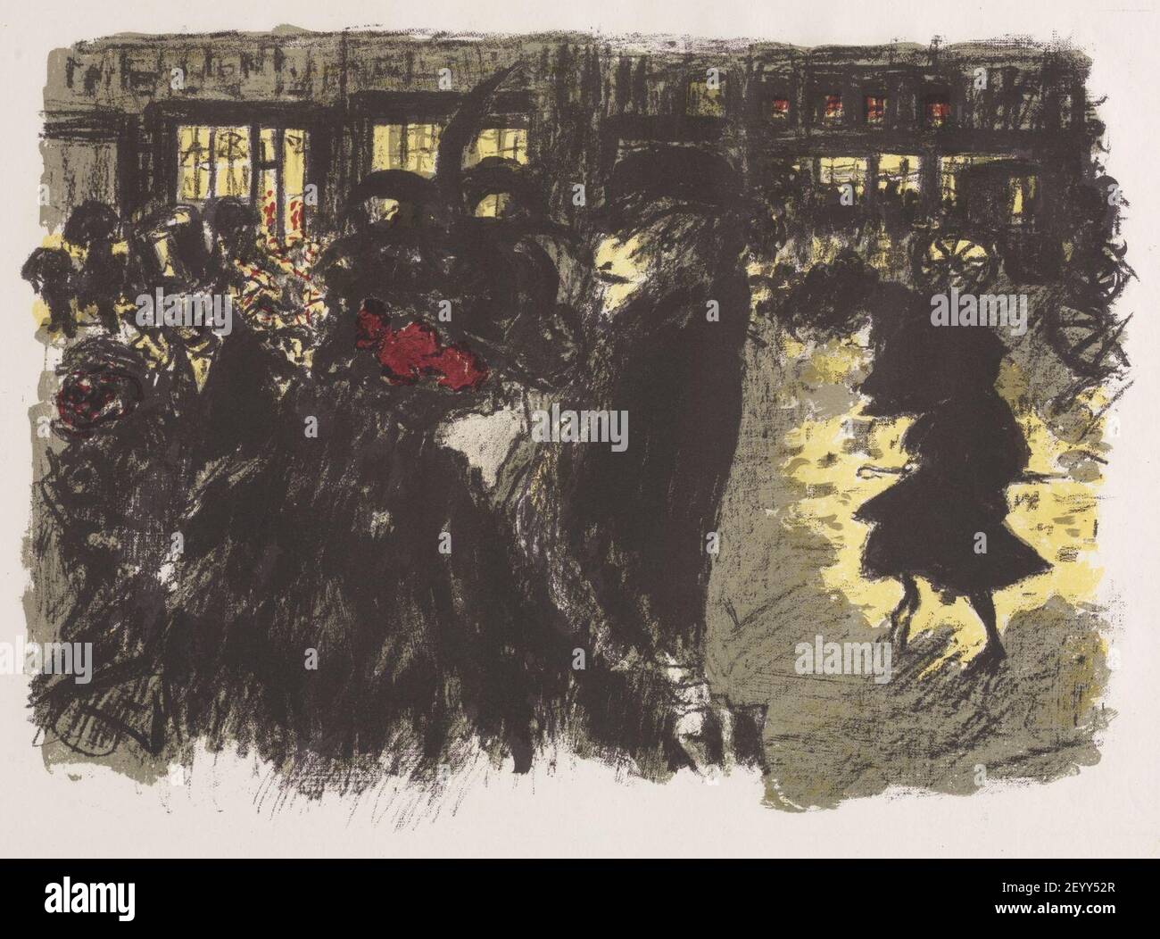 Pierre Bonnard (français, 1867-1947), publié par Ambroise Volard, imprimé par Auguste Clot - quelques aspects de la vie de Paris, la place en soirée Banque D'Images