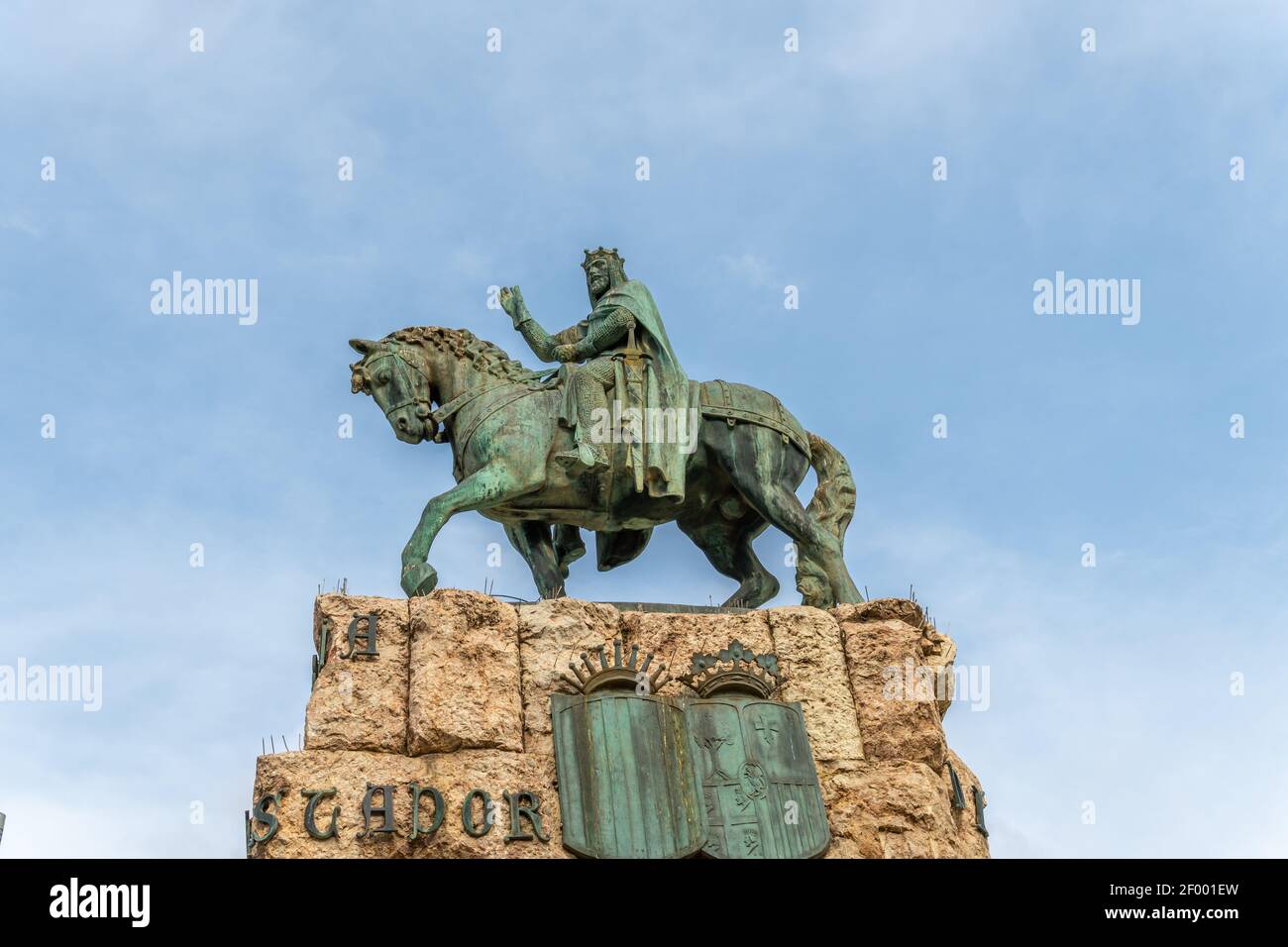 Statue commémorative en bronze du roi Jaume I, située sur la Plaza de España à Palma de Majorque, Espagne Banque D'Images