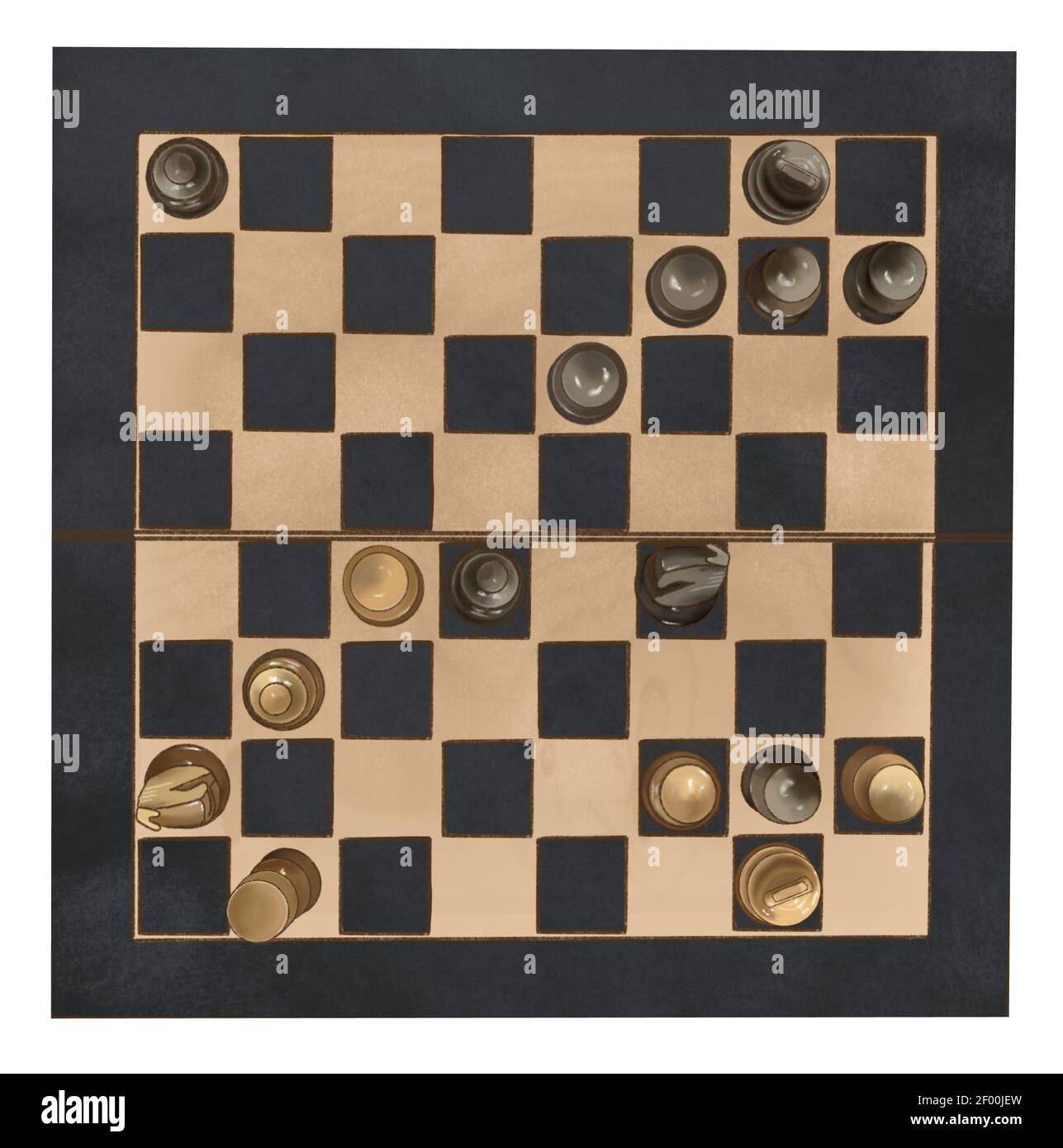 Vieux jeu d'échecs en bois isolé, chemin d'écrêtage. Banque D'Images