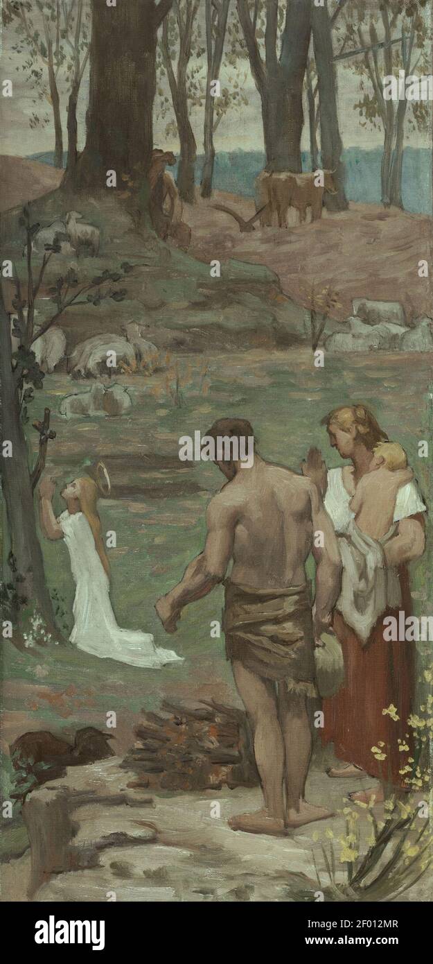 Pierre-Cécile Puvis de Chavannes - Sainte Geneviève enfant en prière - PDUT1466 Banque D'Images