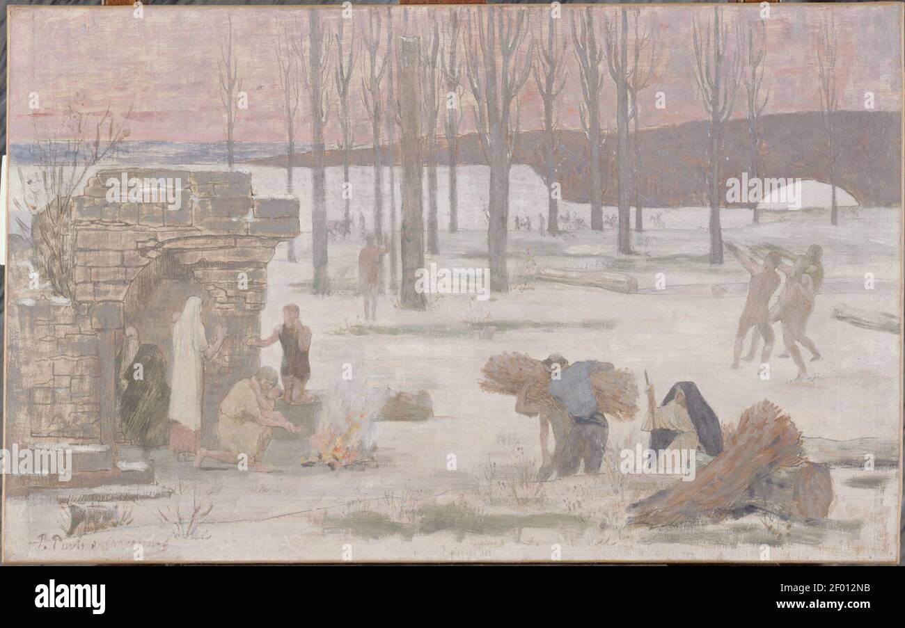 Pierre-Cécile Puvis de Chavannes - l'hiver, esquisse pour l'Hôtel de ville de Paris Banque D'Images