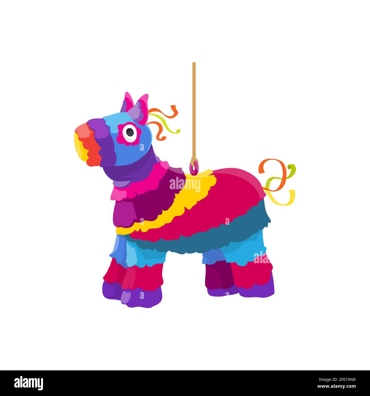 Figurine de cheval Pinata avec jouets et bonbons chiffre isolé. Fête des fêtes Vector Cinco de Mayo, fête du carnaval mexicain. Jeu de fête de bonbons de la fête de la fête Illustration de Vecteur