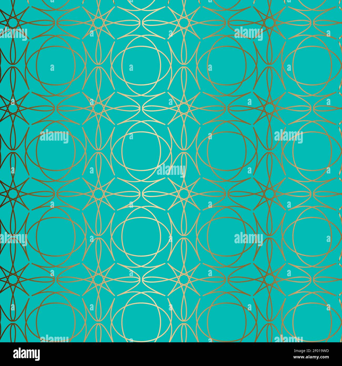 Motif abstrait vectoriel doré sans couture. Fond bleu turquoise. Illustration de Vecteur