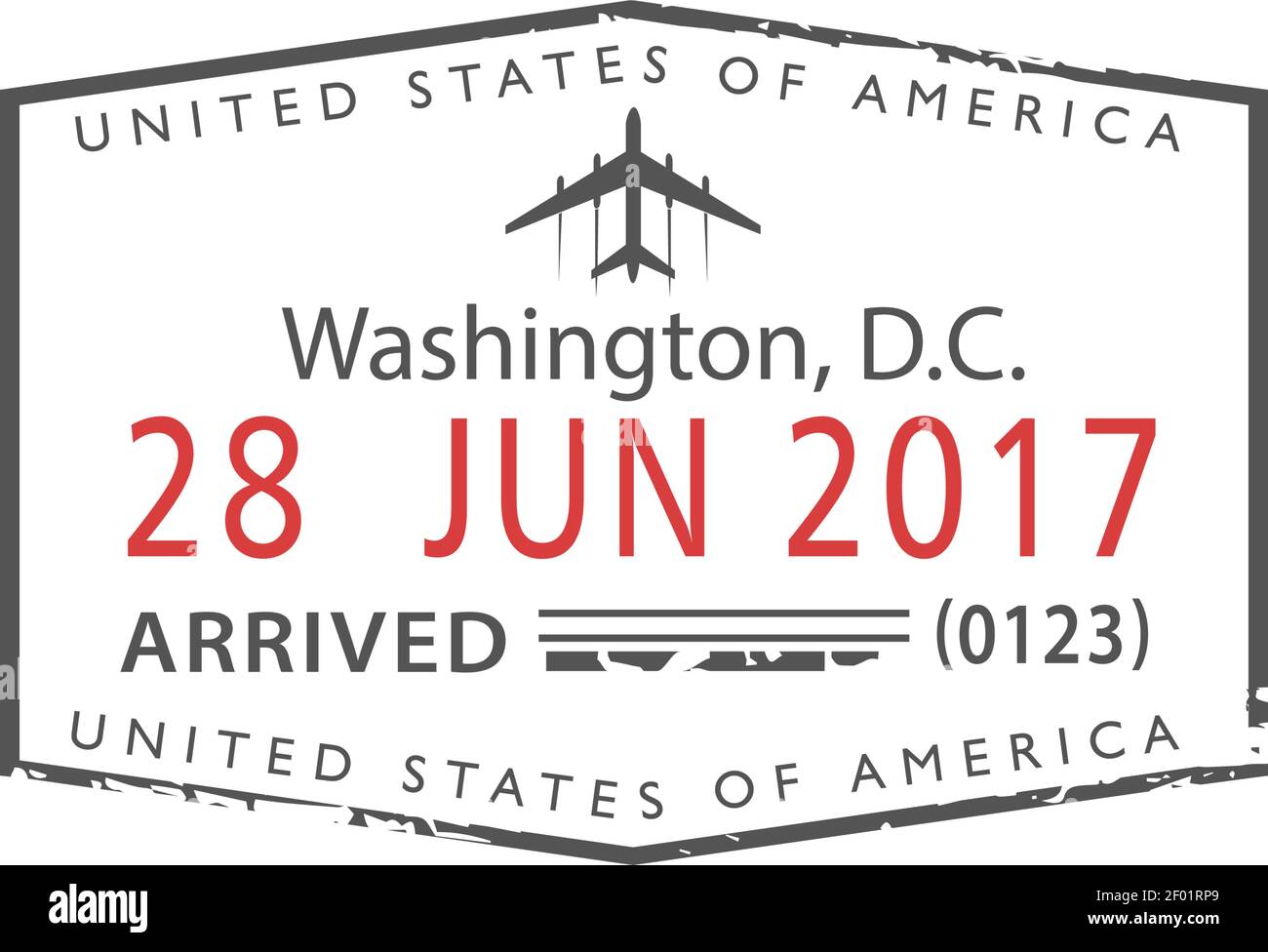 Washington D. C. timbre de visa d'aéroport dans passeport isolé. Vector contrôle des frontières américaines, signe arrivée Illustration de Vecteur