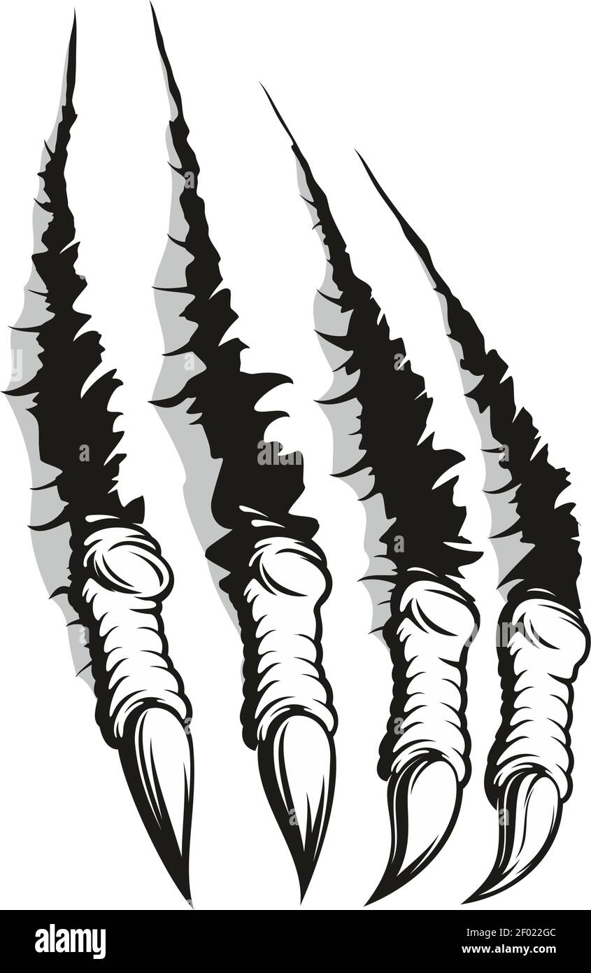 Griffes marques de rayures, arrière-plan de barres obliques déchirées. Clous à griffes d'animaux sauvages ou de monstres vectoriels Illustration de Vecteur