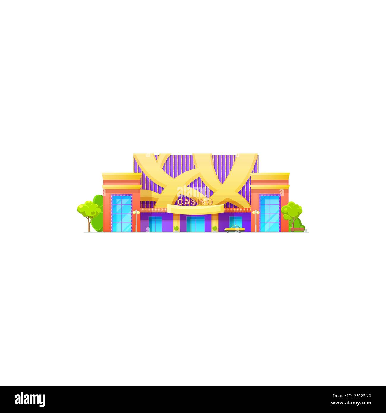Casino bâtiment isolé de divertissement icône. Façade vectorielle extérieur de la maison de jeux de casino, club de poker, architecture de ville. Jeu gam Illustration de Vecteur
