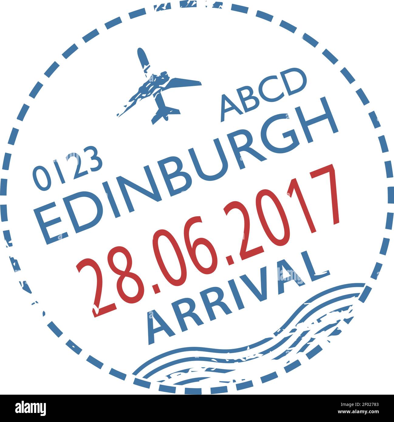 Aéroport d'Edimbourg visa d'arrivée rond timbre isolé. Vector Scotland et le contrôle des frontières du Royaume-Uni sont arrivés Illustration de Vecteur