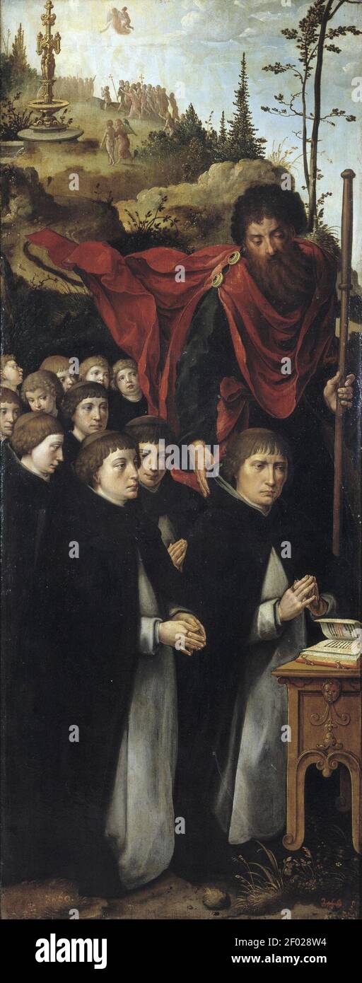 Pieter Coecke van Aelst - James le plus grand avec des adorateurs. Banque D'Images Pieter Coecke van Aelst - James le plus grand avec des adorateurs. Banque D'Images