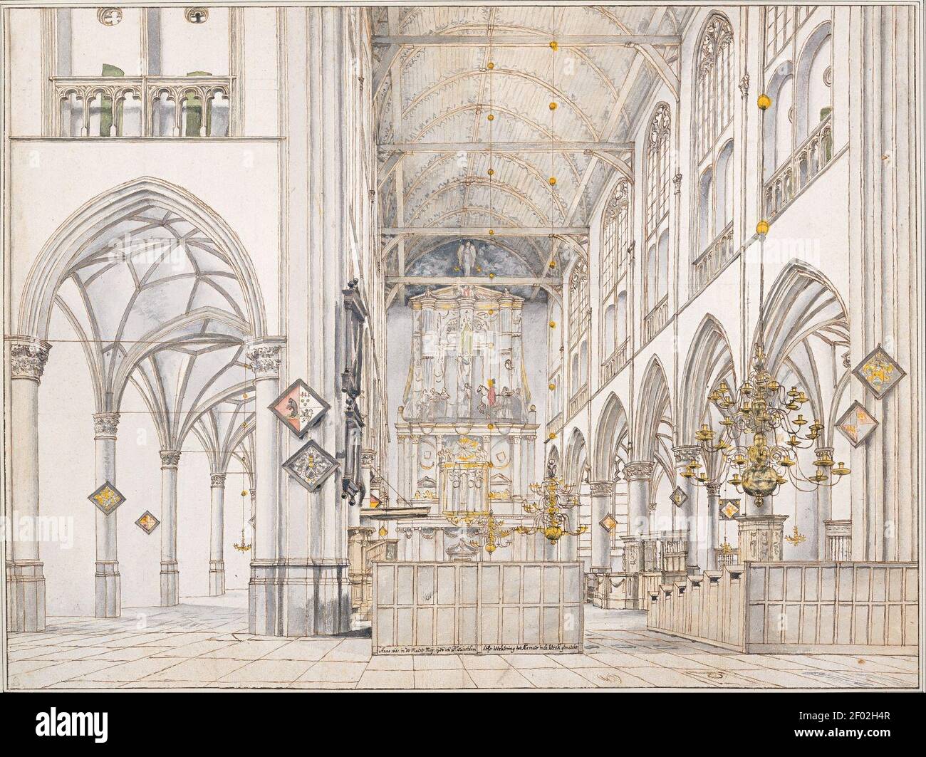 Pieter Janszoon Saenredam - intérieur de l'église Saint-Laurent (Groote Kerk ou Grande église) à Alkmaar, 1661 Banque D'Images