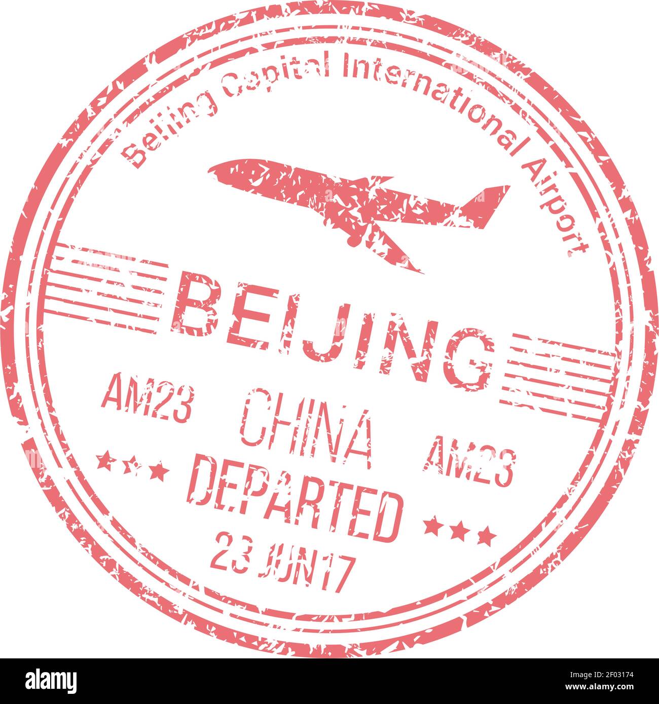 Le visa de l'aéroport international de Beijing est un contrôle isolé des frontières chinoises. Signe de passage légal du pays vectoriel Illustration de Vecteur