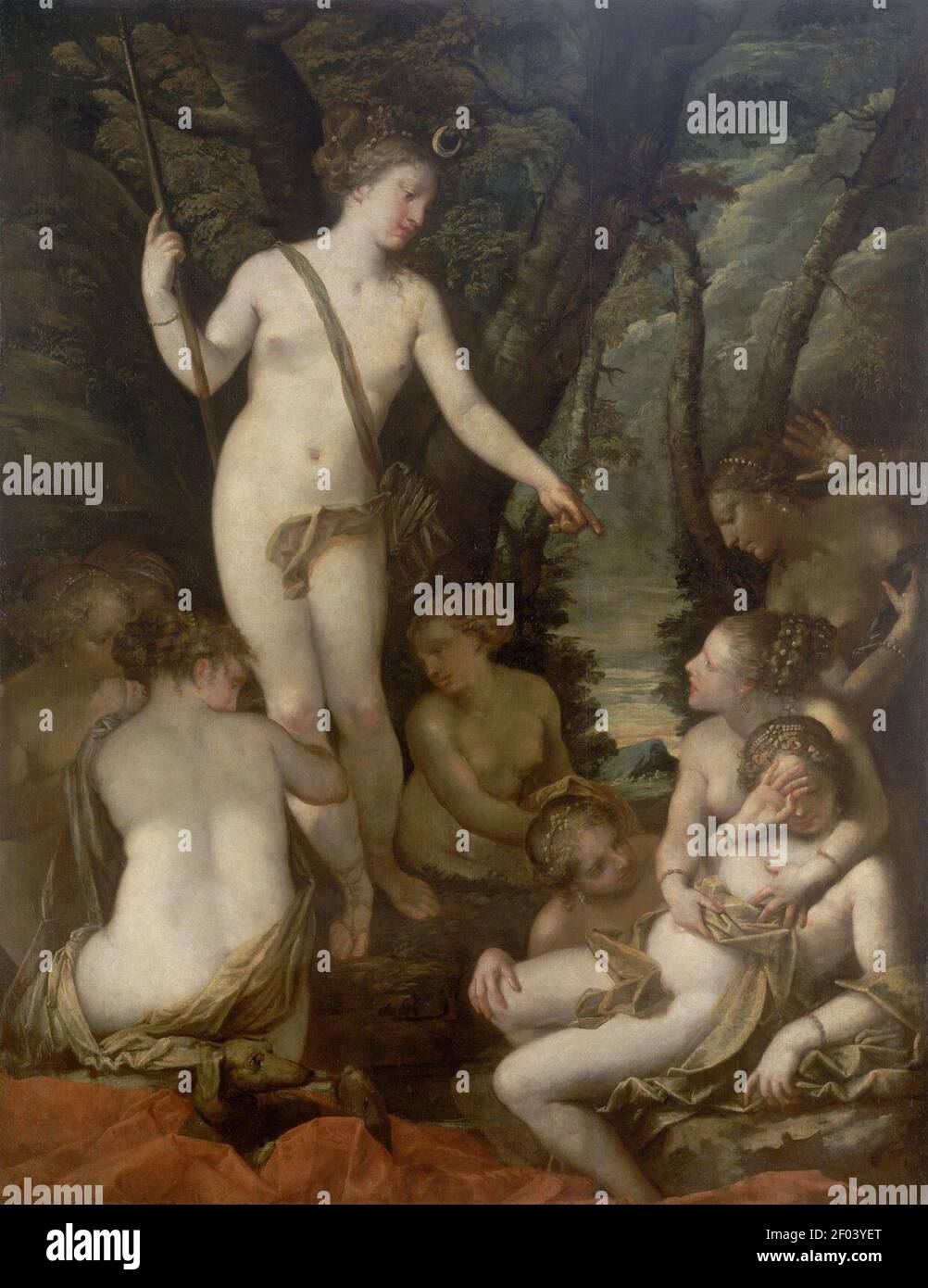 Pietro Liberi - Jupiter sous le couvert de Diana avec la nymphe Callisto. Banque D'Images