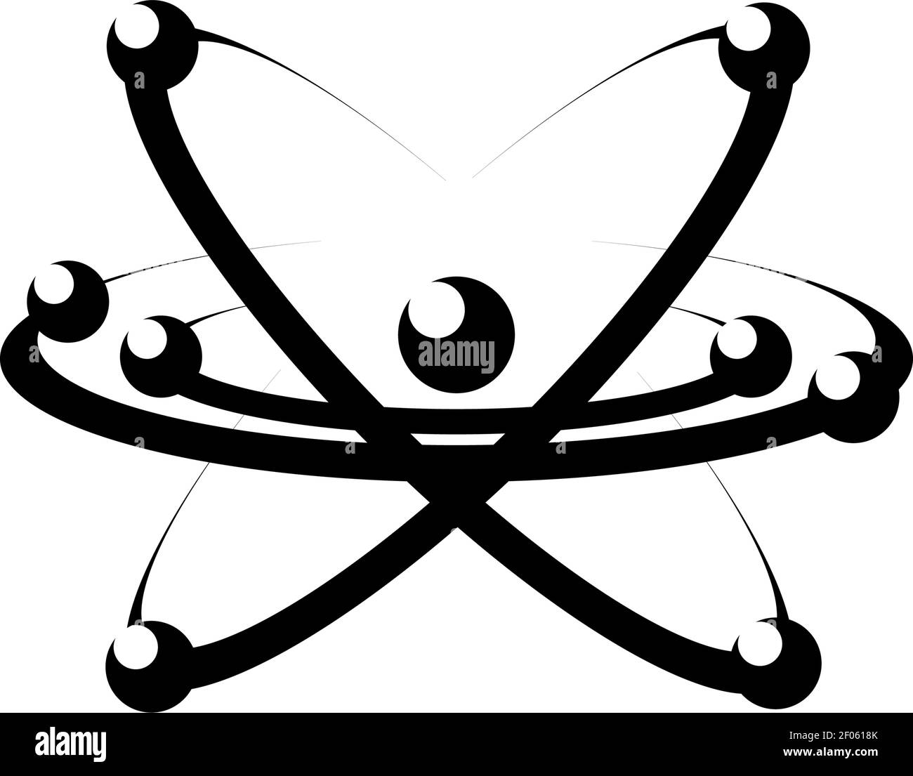 Symbole d'énergie atomique icône vecteur noir. Signe de réaction chimique. Illustration minimale des électrons se déplaçant sur des orbites. Concept de l'énergie atomique. reacti nucléaire Illustration de Vecteur