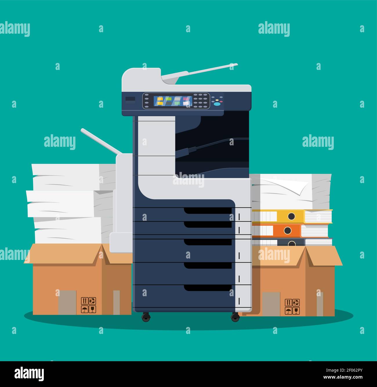 Scanner d'imprimante multifonction de bureau. Illustration de Vecteur