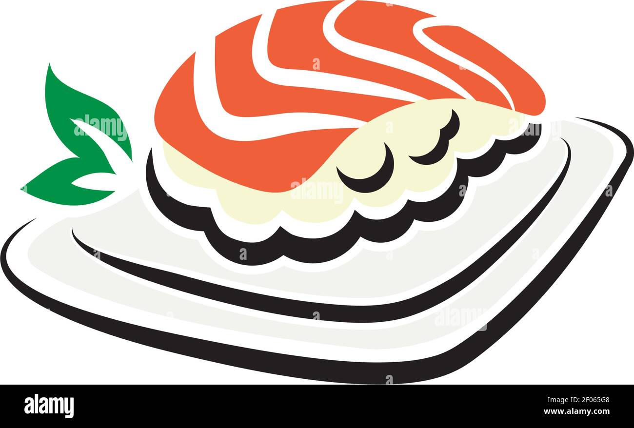 Temari sushi avec saumon sur l'assiette Illustration de Vecteur