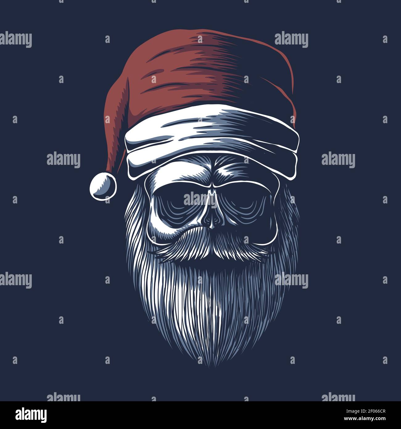 Crâne portant un chapeau de père noël pour illustration de vecteur de noël pour votre entreprise ou marque Illustration de Vecteur