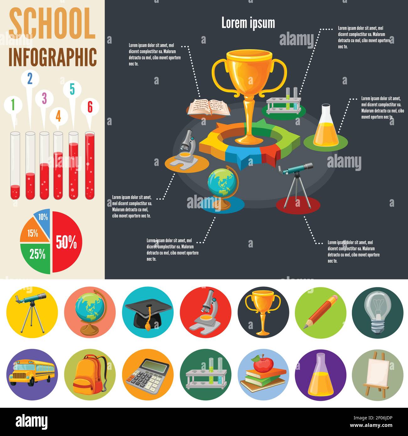 Modèle d'infographies de l'école avec acquisition de la conception des ...