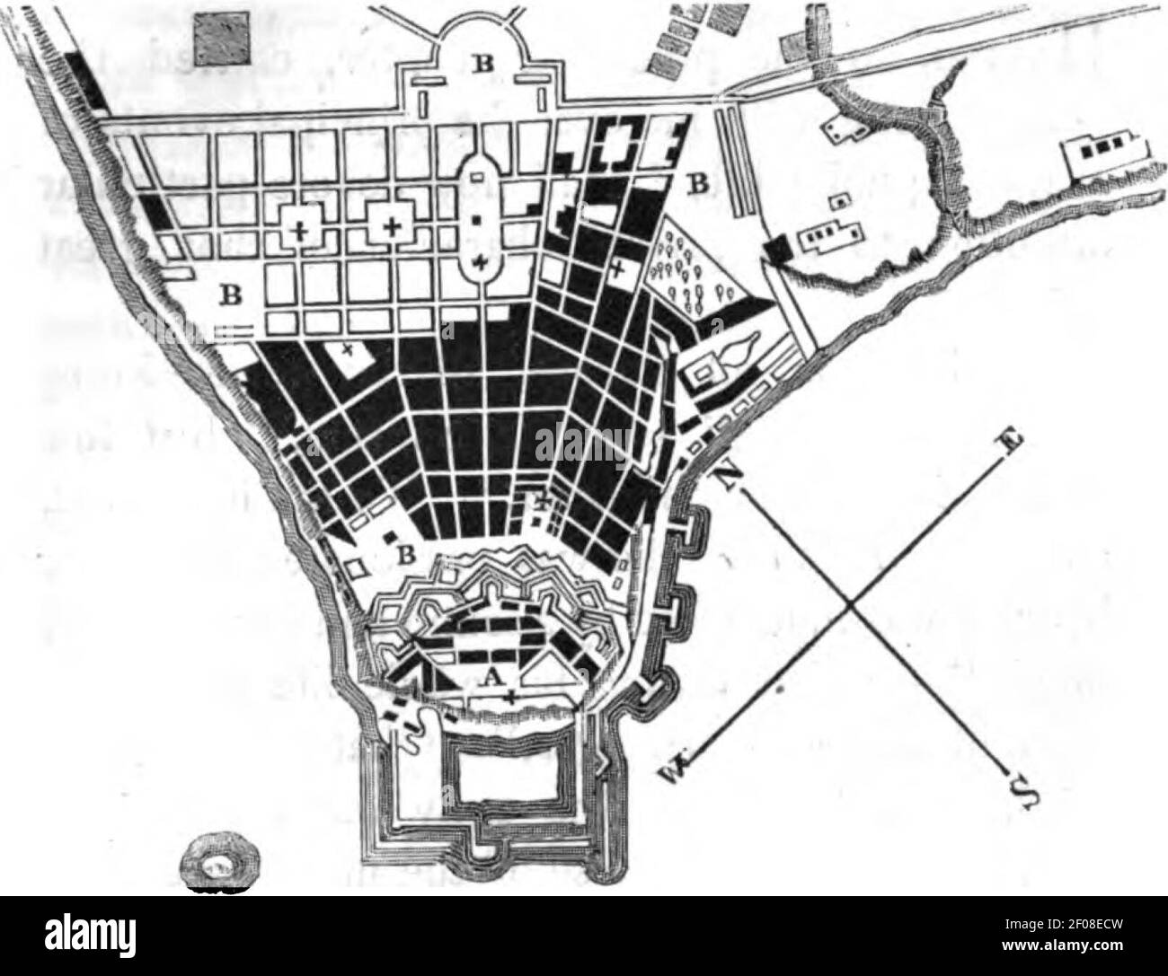 Plan de Taganrdg. Robert Lyall. Voyages en Russie, dans la Krimea, dans le Caucase et en Géorgie. 1825. Chap. XX. P.251. Banque D'Images